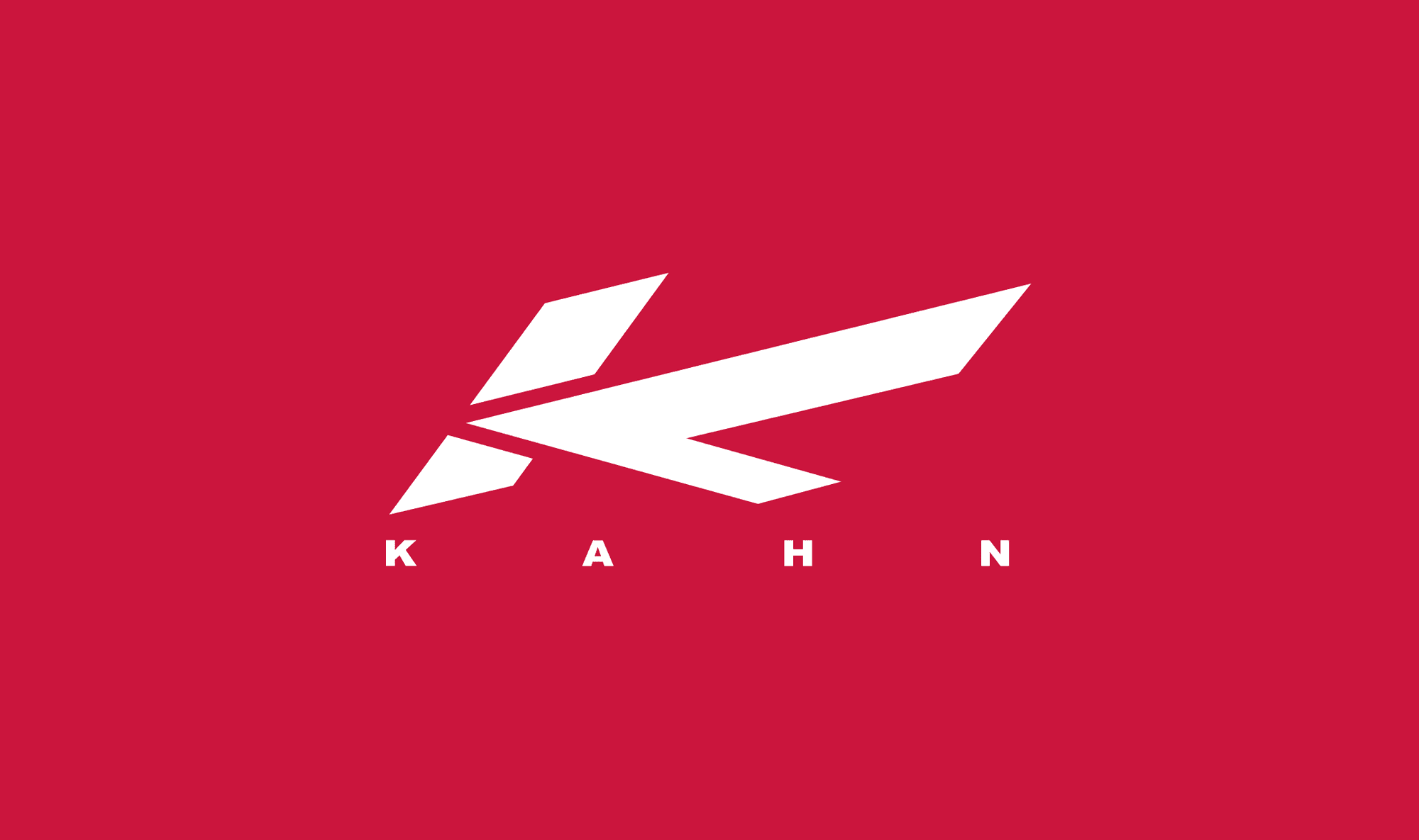 Kahn Design logo, a white angular ‘K’ above the word KAHN on a red background