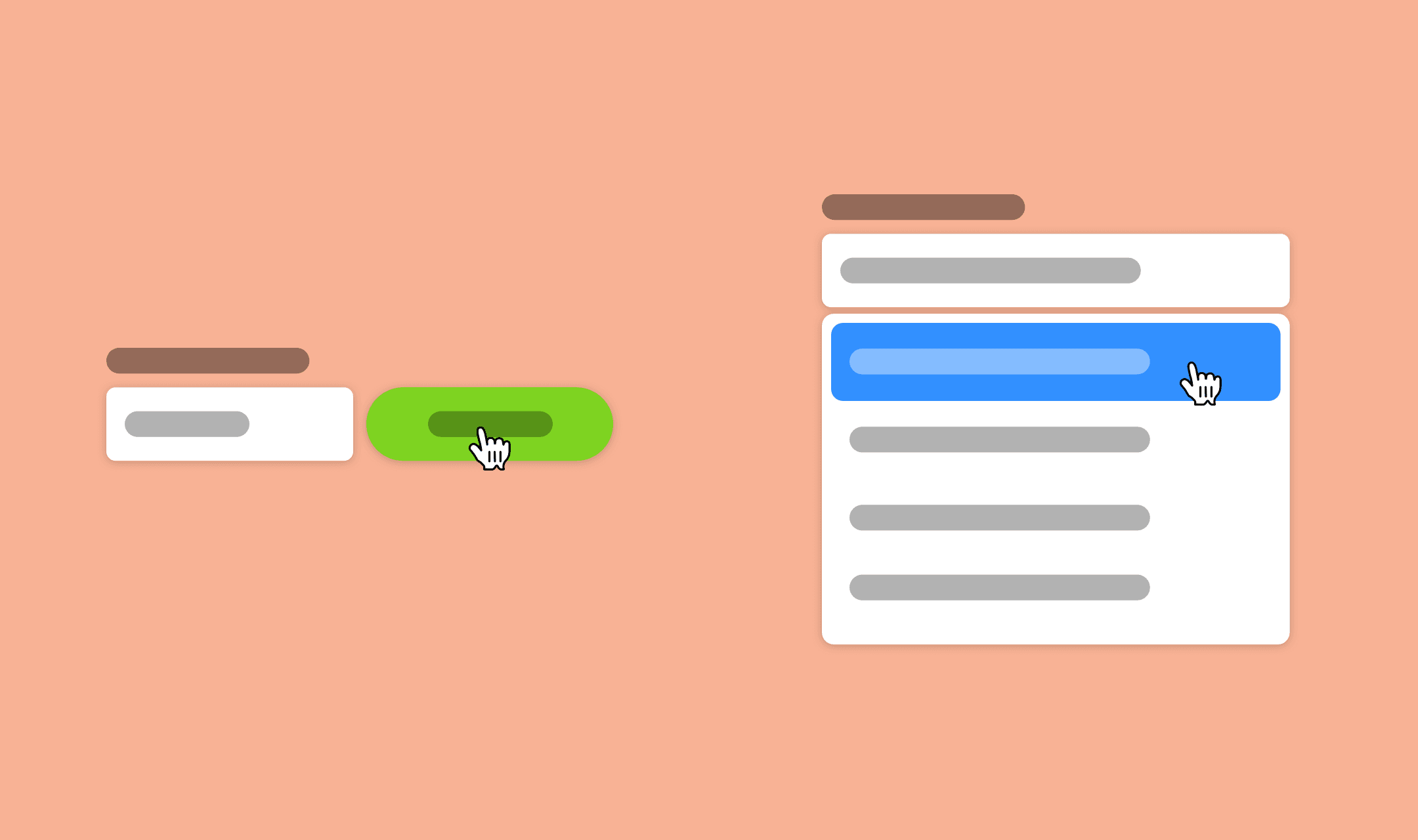 Wireframes comparing a postcode lookup field and button with an address autocomplete suggestion list